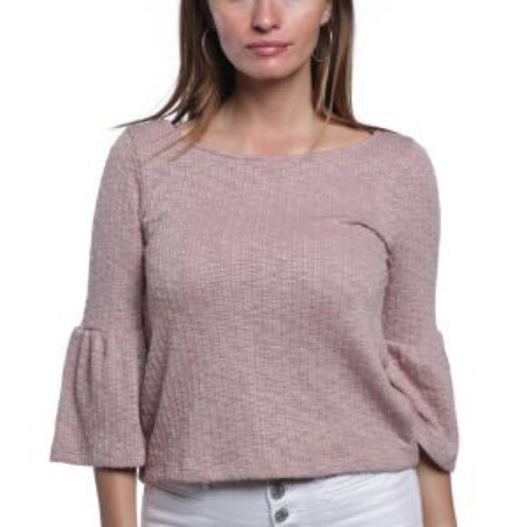 No Substitute Slub Knit Ruffle Sleeve Top NWT - Picture 1 of 4